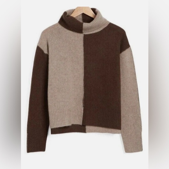 NWT Magaschoni Colorblock Cashmere Turtleneck Sweater - Picture 1 of 7